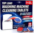 Washing Machine Cleaner Tablets 28 Pack for HE Top Load - Eco Friendly Washer Machine Cleaning Tablets - 3 Layers Septic Safe Wash Machine Full Deodorizer Descaler Protector - 1 Plus Year Supply
