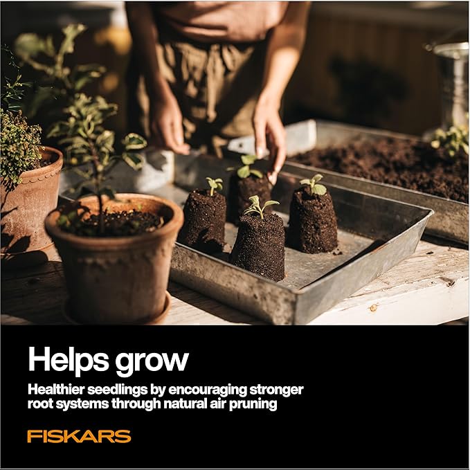 Fiskars Soil Block Maker for Garden Seeds with Natural Air Pruning, Eco Friendly Soil Blocking Gardening Tool for Germinating Seeds