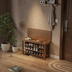 3 Tier Shoe Bench with Storage, Wood Shoe Rack for Front Door Entrance, Entryway Shoe Storage Bench.