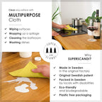 SUPERSCANDI 10 Pack Swedish Dishcloths for Kitchen - 100% Biodegradable & Compostable Reusable Paper Towels Washable, Food-Safe & Without Plastic - Dish Rags Suitable for Any Surface, Yellow