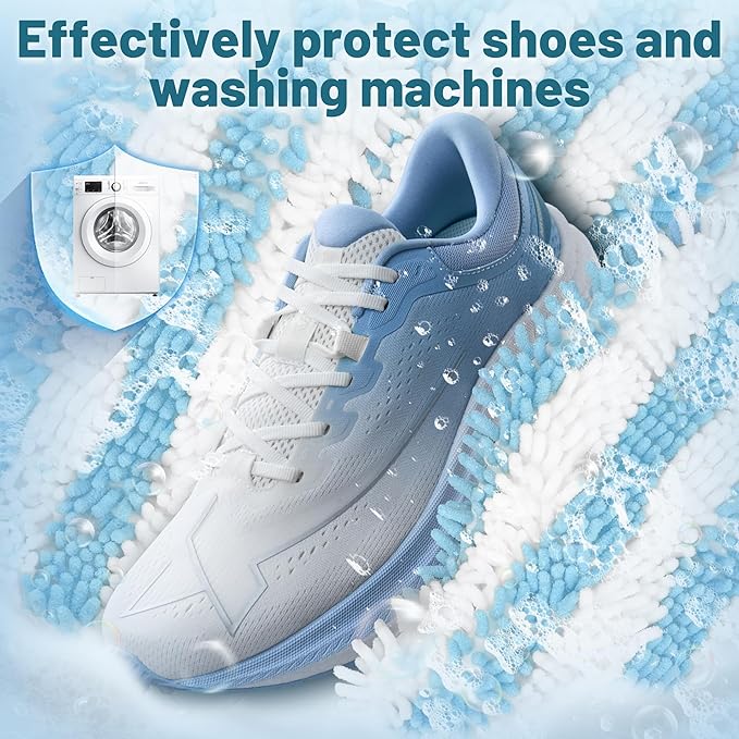 XXL Shoe Washing Machine Bag, Laundry Shoe Bag for Washer and Dryer, Laundry Shoe Bag Protect Sneaker, Running Shoes, Bras, Delicates and Toys, Includes 2 Shoes (BlueWhiteAlternating 2 Pack)