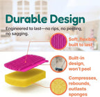 3-in-1 Silicone Scrubber Sponge with Squeegee – Non-Scratch Kitchen Sponge for Dishes, Sink & Bathroom, Quick-Dry, Reusable Cleaning Tool (Pink)