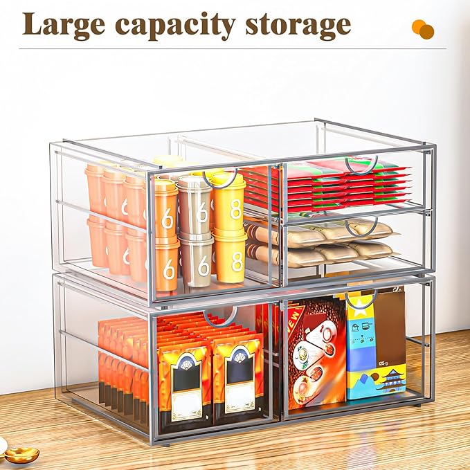 Arcylic Makeup Organzier with 5 Drawers, Clear Stackable Storage Drawers, Bathroom Countert Organizer,Plastic Storage Bins For Vanity, Cabinets, Pantry, Home Organization and Storage