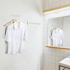 Alise Folding Clothes Hanger Rack, Stainless Steel Wall Mounted Drying Rack, Space Saving Laundry Hanging Rack for Laundry Closet Bedroom Bathroom, Brushed White