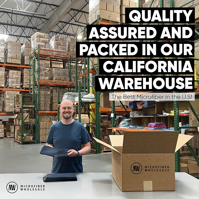 Microfiber Wholesale Cleaning Cloths (48 Pack) | Size 12" x 12"| All Purpose Microfiber Towels - Clean, Dust, Polish, Scrub, Absorbent (Black)