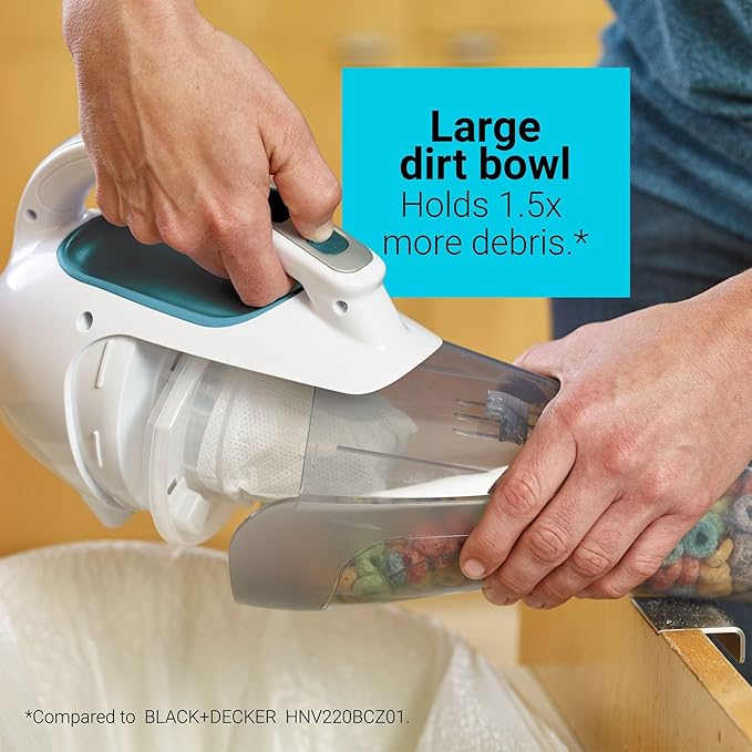 BLACK+DECKER dustbuster Cordless Handheld Vacuum, Portable Vacuum for Car and Home Rechargeable, Powerful Suction, Wide Mouth (HHVI315JO42)
