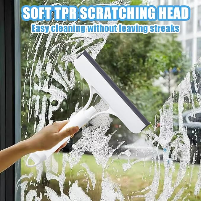3 in 1 Window Cleaning Scraper,3 in 1 Spray Squeegee,2025 All-Purpose Window Squeegee with Sprayer for Windows,Mirrors,Car Glass,Kitchen,Home(White)