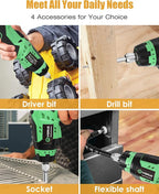 VIGRUE Cordless Screwdriver, Rechargeable Electric Screwdriver with LED Light, Flexible Shaft