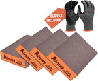 4-Pack 220 Grit Sanding Sponges with Work Gloves Men – Reusable Dry & Wet Sanding Blocks for Wood, Drywall, Metal – Super High-Density Sandpaper Blocks for Furniture & Automotive Projects