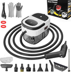 Handheld Steam Cleaner, 2500W High Pressure Steamer for Cleaning, Portable Steam Cleaner with 1.6L Water Tank, 3 Levels Adjustable Handle, Steam Cleaner for Home, Car, Furniture, Bed Bugs (White)