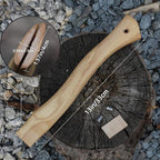 2 PCS Replacement Axe Handle for Camping Gardening Axe, 13in Hickory Hatchet Handle Replacement with Wooden and Steel Wedges Camping Essentials