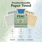 FEBU Swedish Dishcloths for Kitchen | 5 Pack Japanese Reusable Paper Towels Washable | Swedish Dish Towels | Non-Scratch Cellulose Sponge Cloths | No Odor, Biodegradable Cleaning Cloths