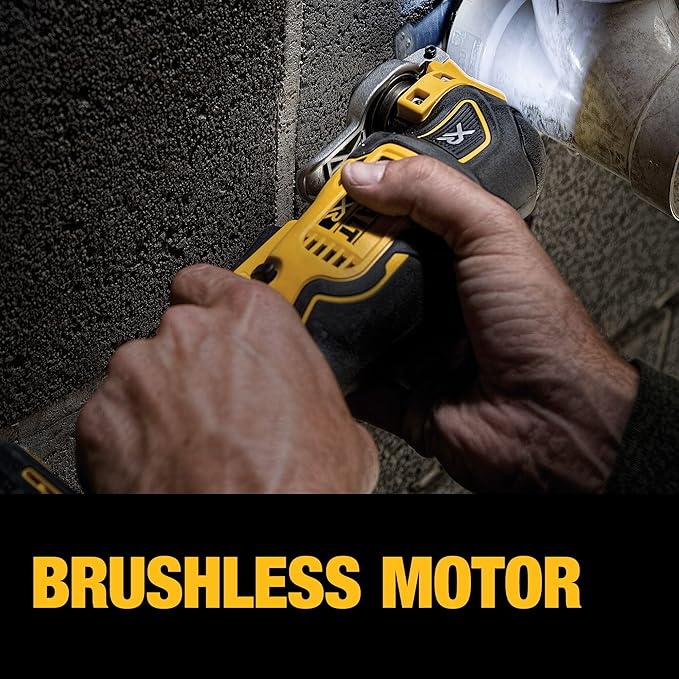 DEWALT 20V MAX XR Oscillating Multi-Tool Cordless, Variable Speed Brushless Motor Multitool with LED Light, Extended Runtime, Includes Two Wood Cutting Blades, Tool Only (DCS356B)