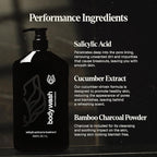 Black Wolf Salicylic Acid Body Wash for Men, 1 Liter - Men's Acne Body Wash - Charcoal Helps Reduce Acne Breakouts & Cleanse Your Skin - Full Coverage & Deep Clean Treatment - Men's Bodywash