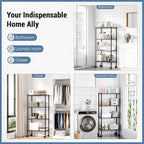 DUMOS 2 Pack 3Tier 4Tier Metal Shelving, Heavy Duty Shelves Wire Shelving Unit with Removable Wheel Casters, Shelves Organizer for Bathroom Garage Living Room Kitchen Pantry Laundry