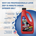 Zep 10 Minute Drain Opener Gel 64 oz (Case of 6) ZHCR64NG - Commercial Strength, Fast Acting and Safe For All Pipes