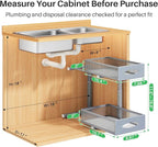 Under Sink Organizer, 2 Pack 2 Tier Pull out Cabinet Organizer Baskets with Mesh Sliding Drawers, Slide out Sink Storage Shelves for Home, Kitchen, Bathroom, Pantry, Office Organizers and Storag,Grey