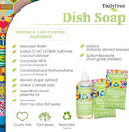 Natural Concentrated Dish Detergent Dishwashing Liquid | Plant-Based Dish Soap | Sweet Basil Fresh Scent | 2 Refill Packs with 1 Empty Refillable Squeeze Bottle (16 Oz)