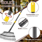 Metal Garden Rake, 6FT Rake for Leaves Lawns, 25 Metal Tines 18 inch Wide with Adjustable Handle Heavy Duty Yard Leaf Rakes for Gardening