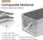 Storage Baskets for Shelves 13.8x9.8x6.7 Inch-Foldable Fabric Organizing Storage Bins with Handles, Closet & Bathroom Organizer, Home Storage for Kitchen, Office (3-Pack, Gray)