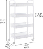 JANE EYRE Rolling Utility Storage Rack Cart on Wheels, Trolley Carft cart, Multi-Purpose Organizer Shelf (White, 4 Tier)…