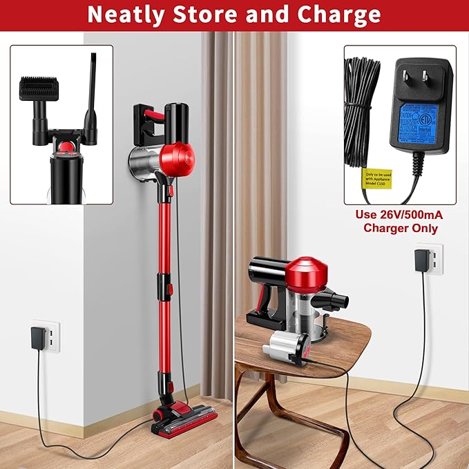 iwoly C150 Cordless Vacuum Cleaner Rechargeable with 2200mAh Detachable Battery, 18000Pa Cyclone Vacuum with HEPA Filter, Lightweight Portable Handheld Stick Vacuum for Hard Floor Car Cleaning