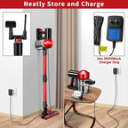 iwoly C150 Cordless Vacuum Cleaner Rechargeable with 2200mAh Detachable Battery, 18000Pa Cyclone Vacuum with HEPA Filter, Lightweight Portable Handheld Stick Vacuum for Hard Floor Car Cleaning