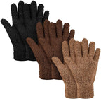 Patelai 3 Pairs Microfiber Plant Dusting Gloves Leaf Cleaning Gloves for Indoor Plants, Blinds, Furniture, House (Black,Brown,Dark Brown,Medium)