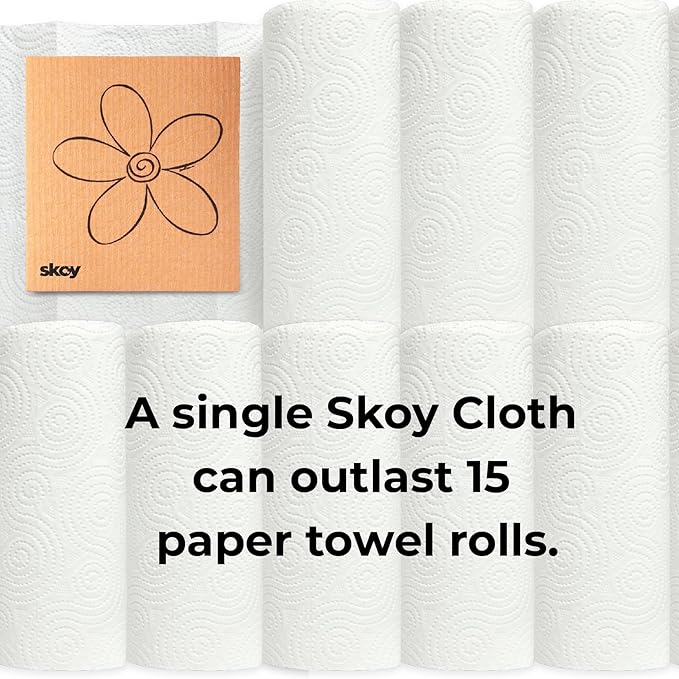 Skoy Cloth, 8-Pack Versatile Swedish Dishcloths for Kitchen and Household Use, Reusable Cleaning Cloths, Planet-Friendly, Dishwasher and Dryer-Safe, Assorted Colors
