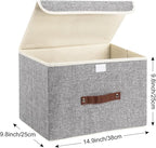 TYEERS Foldable Storage Boxes with Lids 5 Pack Fabric Storage Bins with Lids, Closet Organizers for Clothes Storage, Room Organization, Office Storage, Toys - Gray