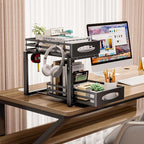 Under Sink Organizer, 2 Tier Under Sink Organizers and Storage, Adjustable Height, Slide out Metal Cabinet Organizers, Pull out Cabinet Storage Drawer Shelf for Kitchen Bathroom Black, 1 Pack