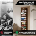 10 Tier Hanging Shoe Rack - Heavy Duty Behind The Door Hanging Shoe Rack, Sturdy Oxford Cloth, 20+ Pairs Over The Door Shoe Cabinet for Boots and Sneakers - Save 50% Closet Space! (Dark Curry)