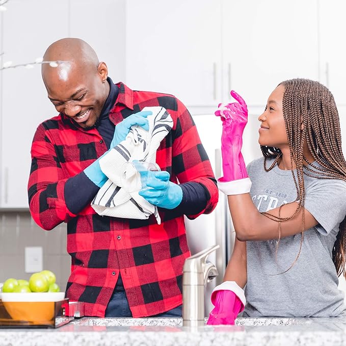 PLAYTEX Living Reuseable Rubber Cleaning Gloves, Color May Vary (Small, Pack - 4)