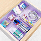 StorMiracle 16 PCS Drawer Organizer Set, 5 Varied Size Bathroom and kitchen Drawer cabinet organizer Trays, Clear Storage Bins for Makeup, Jewelry, Utensils and Gadgets, Purple