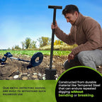 CKG Metal Detecting Shovel Digging Tool with Double Serrated Blade – Heavy Duty Digger Garden Root Cutter T-Handle Spade Professional Metal Detector Accessories, Single