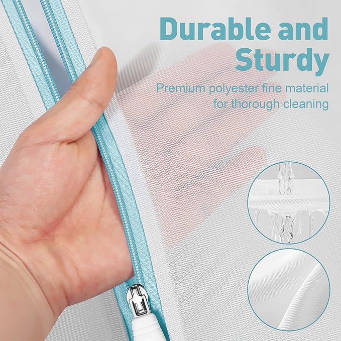 5-Pack Mesh Laundry Bags for Delicates | Zippered Wash Bags for Bras, Shoes, Travel, College Dorm Essentials in 3 Sizes (2 Small, 2 Medium, 1 Large)