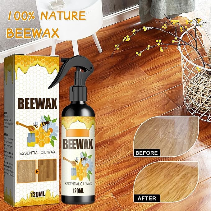Natural Beeswax Spray Furniture Polish, Wood Cleaner, Wood Floor Polish - For Living Room, Kitchen and Wooden Furniture Floors(3PCS)