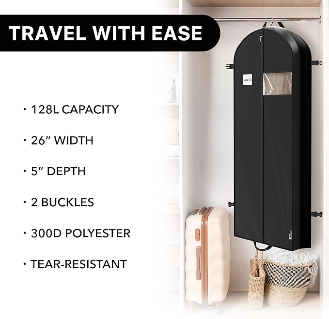 Simple Houseware 60'' Travel Garment Bag for Suits, Dresses, Coats, Tuxedos, Heavy Duty 300D Polyester