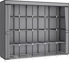 MOGELAFOO 83 Inch Wide Portable Closet Wardrobe, Clothes Storage Rack Organizer with Cover, 5 Clothes Hanging Rods and 10 Storage Shelves, Grey