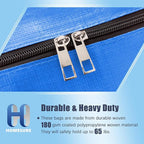 HOMESURE 12 Pack Large Strong Moving Bags with Zippers & Carrying Handles - Water-Resistant - Heavy Duty Storage Tote for Space Saving, Fold Flat, Alternative to Moving Box (Sky Blue)