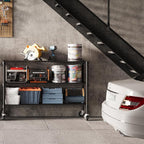 3 Tier Storage Shelves with Wheels Wide Wire Shelving Unit 39.37" H Tall, 350lbs per Shelf Metal Shelves for Storage Sturdy Heavy Duty Shelving Deep Pantry Shelves Storage Rack