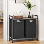 Kitstorack Laundry Basket Organizer, Laundry Hamper with Shelf & 2 Pull-Out Removable Bags, Dirty Clothes Hamper Organizer for Laundry Room Bathroom and Dorm, 2 x 11.8 gallons (44.5L)