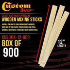 Custom Shop Craft and Paint Sticks - (Pack of 900 Sticks) 12" Inch Premium Grade Wood Stirrers/Paddles - Use for Wood Crafts -to Mix Epoxy Resin or Paint -Garden Sign Posts