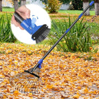 Heavy Duty Garden Leaf Rake-Adjustable Metal Rake with 8-17" Expandable Head,Yard Rakes for Leaves,Grass,Lawns,Shrubs,Flower Beds,Camping,Outdoor Cleanup,Ideal for Women & Kids