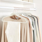 Amazon Basics Slim Velvet Non-Slip Space Saving Suit Clothes Hangers for Closet Organization, Ivory/Rose Gold, 100-Pack