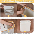 efluky Toilet Paper Storage and Holder 2 in 1, Toilet Paper Storage with Lid for Bathroom 28L, Free Standing Holder Organizer Holds Up to 9-12 Rolls, Beige