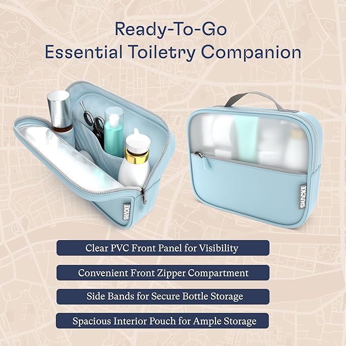 Shacke Premium 8 Packing Cubes Set - Lightweight Mesh Travel Luggage Organizers with Laundry Bag, 8-Piece Suitcase Storage System (Sky Blue)