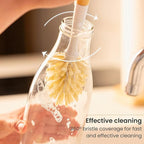 Vigar Zeroline 10.2" Long Bamboo Dish Brush, Ideal Dish Brush for Cups, Wine Glass, Tumbler, Blender Bottles, and Glass Water Bottles for The Kitchen