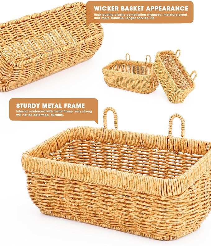 AceList Wall Hanging Basket, Boho Style Hand-Woven Hanging Storage Baskets - Set of 2, Ideal for Boho Room Decor, Kitchen, Garden, and Living Room