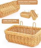 AceList Wall Hanging Basket, Boho Style Hand-Woven Hanging Storage Baskets - Set of 2, Ideal for Boho Room Decor, Kitchen, Garden, and Living Room